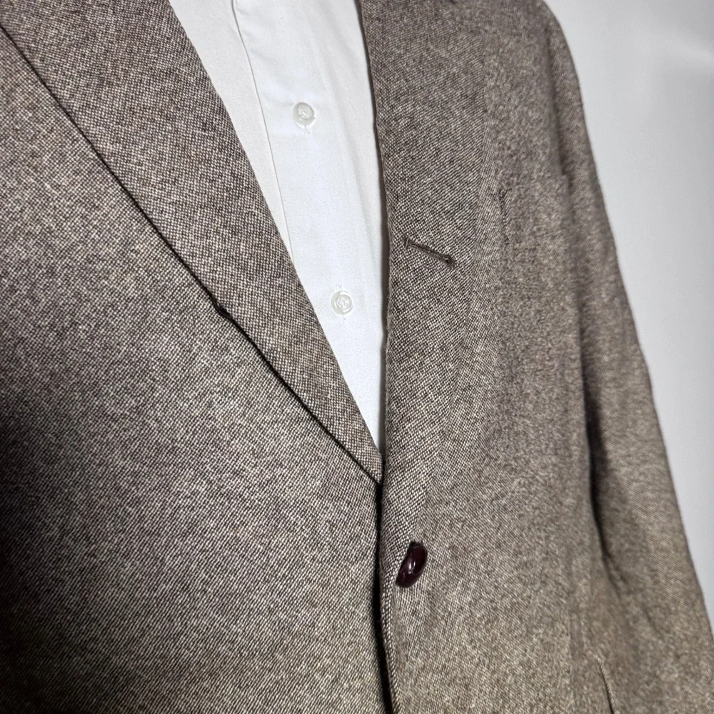 Brooks Brothers Blazer Mens 48R Brown Heathered Lambswool Sport Coat